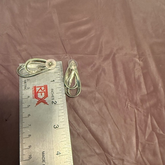 Vintage Silver/ Multicolor Enamel Double Teardrop 1.5” Drop Pierced Earrings - Picture 3 of 8